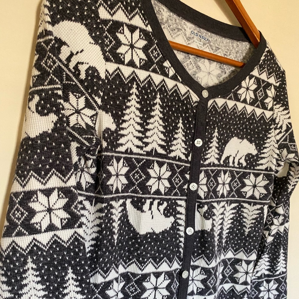 Old Navy One Piece Longjohn Pajamas Winter Wonderland Christmas